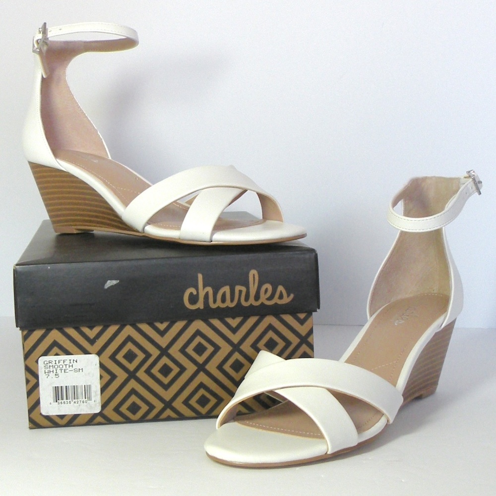 Charles By Charles David White Sandal Wedge